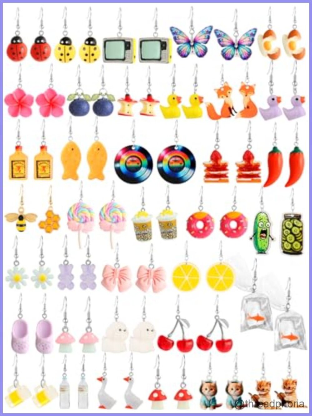 36 Pair Resin Dangle Earrings Set Cute Fun Statement